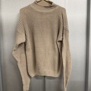 B R A D Richards Chunky Knit Mock Neck Sweater XL Beige